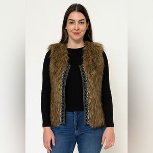 Miss Me Faux Fur Beaded Boho Sweater Vest